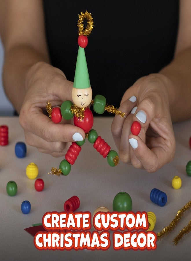 READY 2 LEARN Christmas Crafts - Create Your Own Bead Elves - Set of 4 - DIY Ornaments for Kids - Christmas Tree Decoration - All Materials Included - Image 4